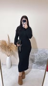 Joanna Siyah Bisiklet Yaka Örme Elbise