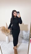 Joanna Siyah Bisiklet Yaka Örme Elbise
