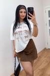 Kahve Kurdele Baskılı Tshirt