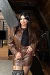 Kahve Oversize Deri Ceket