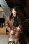 Kahve Oversize Deri Ceket