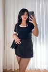 Kare Yaka Şeritli Yarım Kol Triko