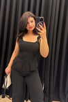Korse Görünümlü Dilimli Bluz