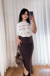 Kurdele Baskılı Beyaz Oversize Tshirt