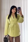 Kuşaklı Tasarım Blazer Ceket - Yeşil