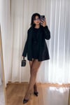 Lacivert Çizgili Oversize Blazer Ceket