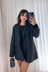 Lacivert Çizgili Oversize Blazer Ceket