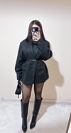Laria Çizgili Oversize Kaşe Ceket
