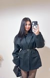 Laria Çizgili Oversize Kaşe Ceket