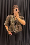 Leopar Bağcıklı Gömlek