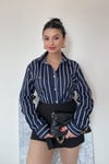 Marka Model Çizgili Gömlek - Lacivert