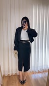 Matilda Ön Yırtmaç Detaylı Kalem Etek - Siyah