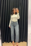 Mavi Yüksek Bel Straight Jeans