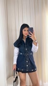 Merrit Bel Kuşaklı Denim Yelek