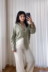 Mint Yeşil Keten Oversize Gömlek
