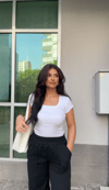 Olga Kare Yaka Tshirt - Beyaz