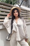 Özel Seri Tensel Kumaş Gömlek Şalvar Pantolon Takım