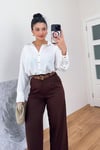 Parlak Çizgili İpek Saten Gömlek