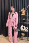 Pembe Kuşaklı Blazer Takım