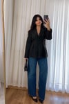 Pile Detay Bel Oturtmalı Blazer Ceket