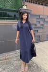 Polo Yaka Cepli Marka Model Elbise - Lacivert