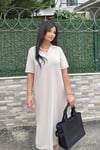 Polo Yaka Cepli Marka Model Elbise - Taş
