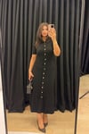 Polo Yaka Düğmeli Triko Midi Elbise
