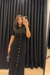 Polo Yaka Düğmeli Triko Midi Elbise