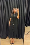 Polo Yaka Düğmeli Triko Midi Elbise