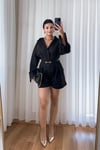 Poplin Kumaş Siyah Tulum