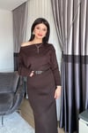 Premium Kalite Kemerli Triko Elbise