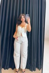 Puantiyeli Yüksek Bel Denim Pantolon