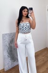 Saten Dokulu Basic Palazzo - Beyaz