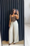 Saten Kumaş Kırışık Pantolon