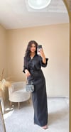 Selina Saten Crop Gömlek - Siyah
