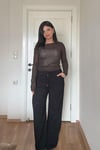Siyah Beli Lastikli Cepli Pantolon