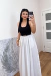 Siyah Beyaz Bel Lastikli Askılı Elbise