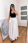Siyah Beyaz Bel Lastikli Askılı Elbise