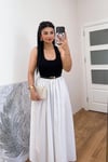 Siyah Beyaz Bel Lastikli Askılı Elbise