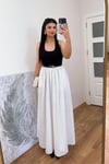 Siyah Beyaz Bel Lastikli Askılı Elbise