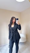 Stella Premium Bağlama Detaylı Blazer Ceket - Siyah