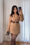 Taba Rengi Süet Blazer Ceket