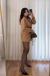 Taba Rengi Süet Blazer Ceket