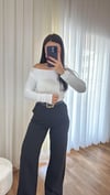 Talya Marka Model Degaje Yaka Bluz - Beyaz