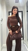 Talya Marka Model Degaje Yaka Bluz - Kahve