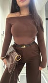 Talya Marka Model Degaje Yaka Bluz - Kahve