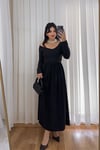 Uzun Kol V Yaka Siyah Elbise