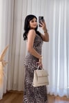 V yaka Leopar Maxi Elbise
