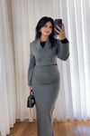 Vatkalı Füme Mini Blazer Ceket
