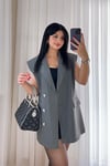 Vatkalı Oversize Gri Yelek